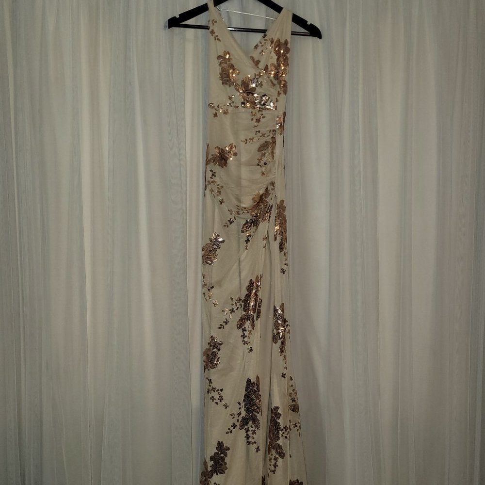 Long gold sequin gown
